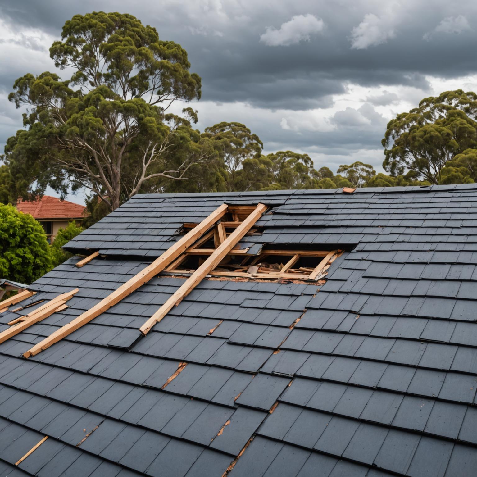 Storm damaged roof